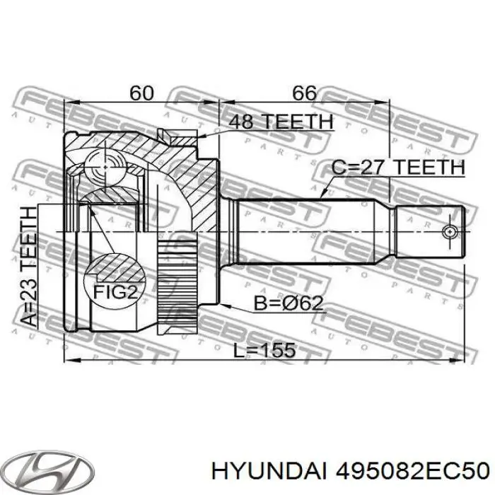 Junta homocinética exterior delantera derecha para Hyundai Tucson (JM)