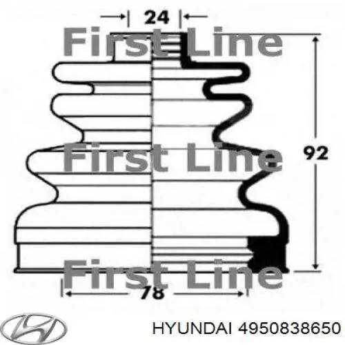 Fuelle, árbol de transmisión, Eje delantero interior para Hyundai Trajet (FO)
