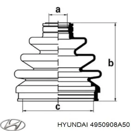 4950908A50 Hyundai/Kia fuelle, árbol de transmisión delantero exterior
