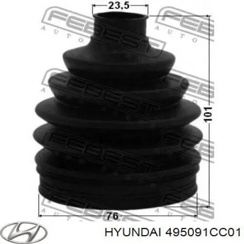 495091E010 Hyundai/Kia Fuelle transmisión delantero exterior