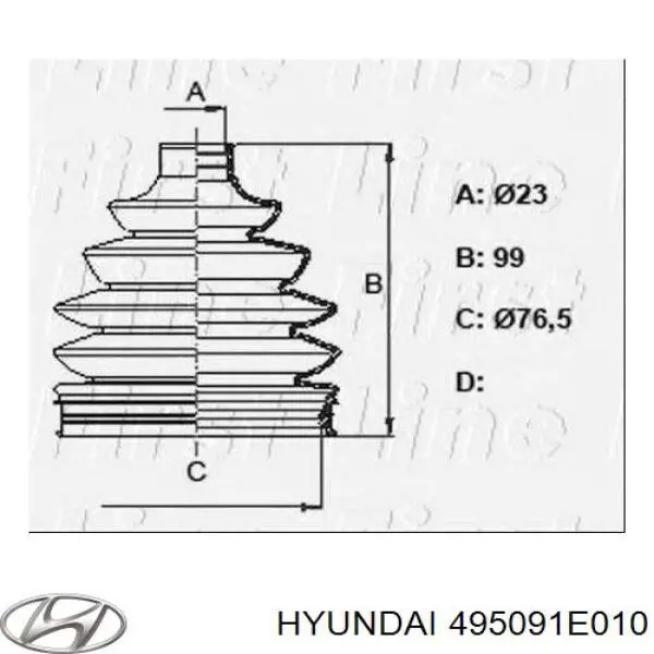 495091E010 Hyundai/Kia fuelle, árbol de transmisión delantero exterior