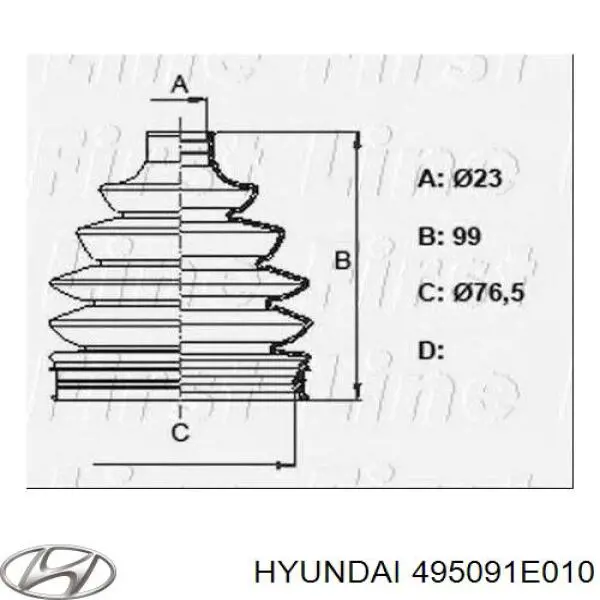 495091E010 Hyundai/Kia Fuelle transmisión delantero exterior