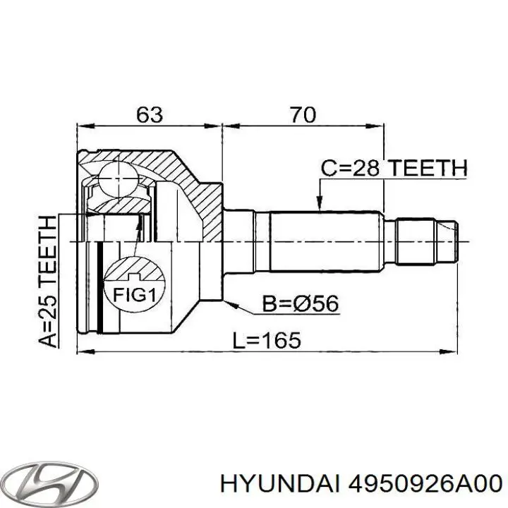 4950926A00 Hyundai/Kia Fuelle transmisión delantero exterior