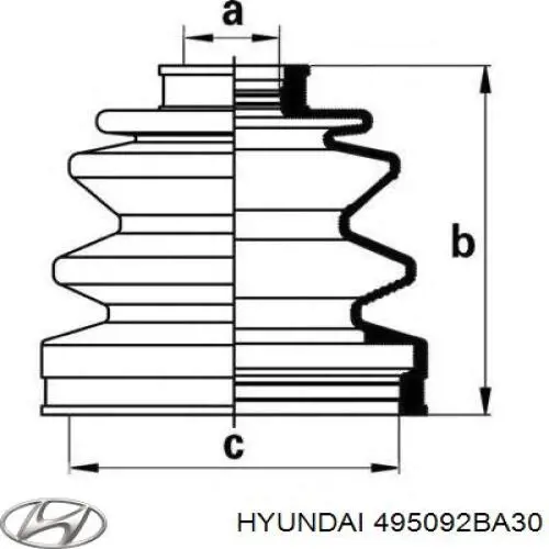 Fuelle exterior derecho de junta homocinética Hyundai/Kia 495092BA30 precio, desde 14,00 EUR