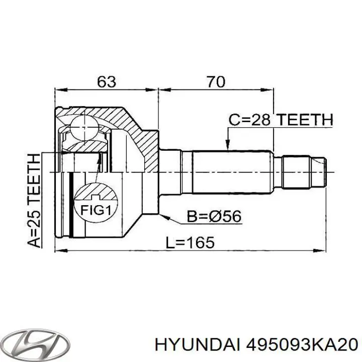 495093KA20 Hyundai/Kia fuelle, árbol de transmisión exterior izquierdo