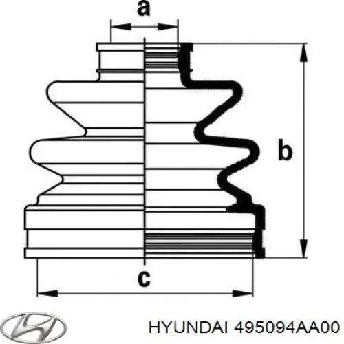 Fuelle, árbol de transmisión delantero exterior Hyundai H-1 STAREX Starex (A1)