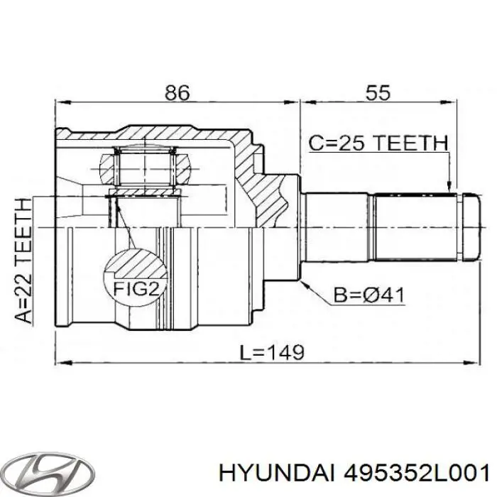495352L001 Hyundai/Kia junta homocinética interior delantera derecha