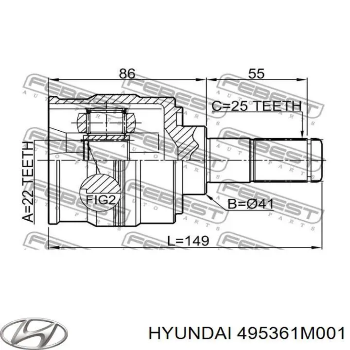 Comprar 495361M001 Hyundai/Kia Junta homocinética interna delantera izquierda