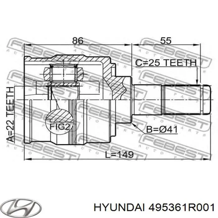 495361R001 Hyundai/Kia junta homocinética interior delantera izquierda