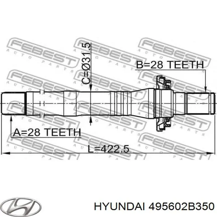 Eje intermedio de transmisión Hyundai/Kia 495602B350 precio, desde 262,28 EUR