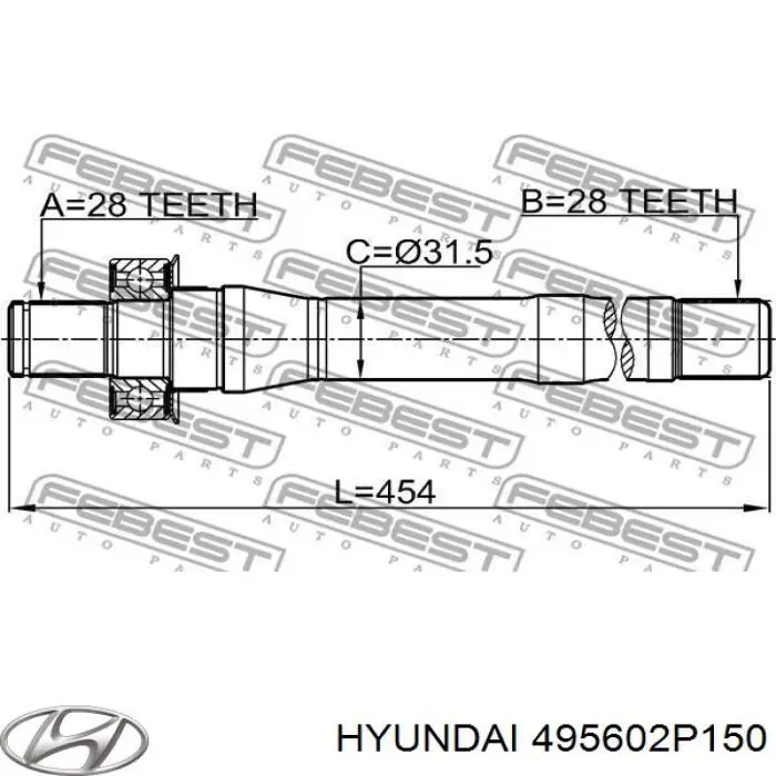 Comprar 495602P150 Hyundai/Kia Eje intermedio de transmisión
