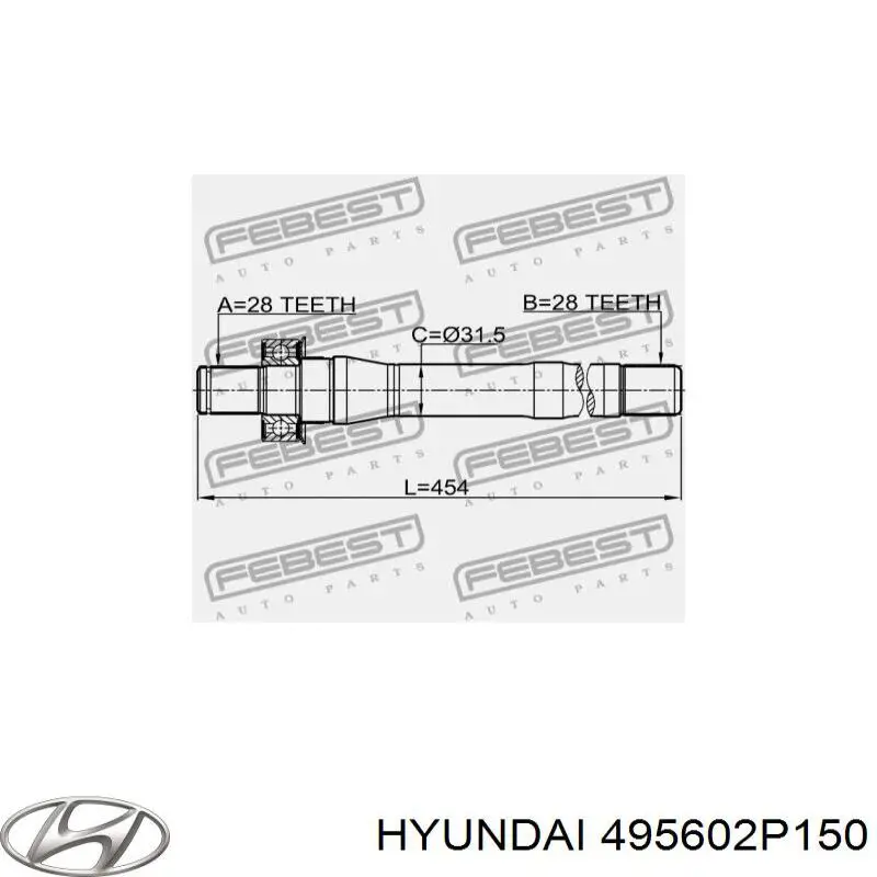 Eje intermedio de transmisión Hyundai/Kia 495602P150 precio, desde 144,40 EUR