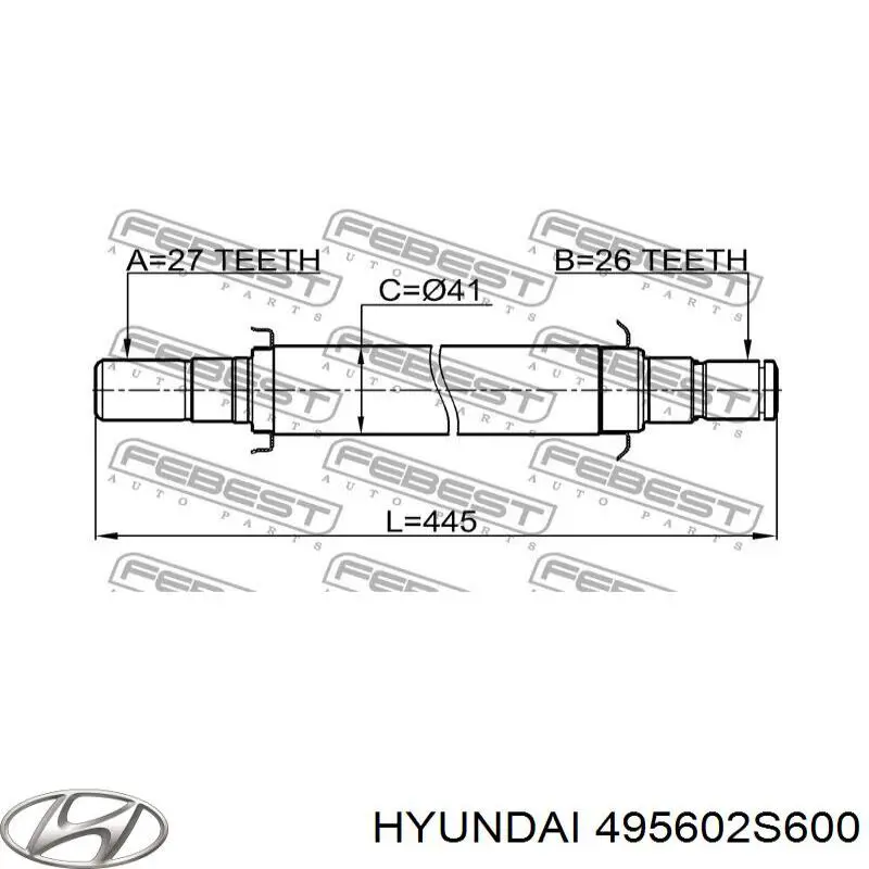495602S600 Hyundai/Kia semieje de transmisión intermedio
