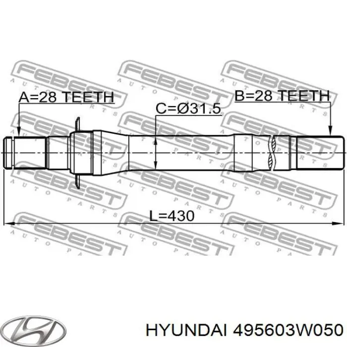 495603W050FFF Hyundai/Kia semieje de transmisión intermedio