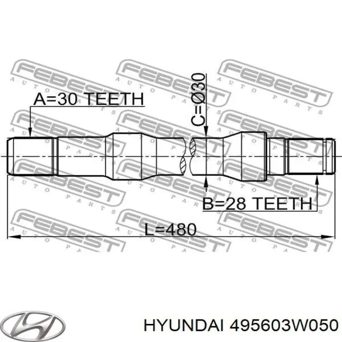 495603W050 Hyundai/Kia Árbol de transmisión intermedio