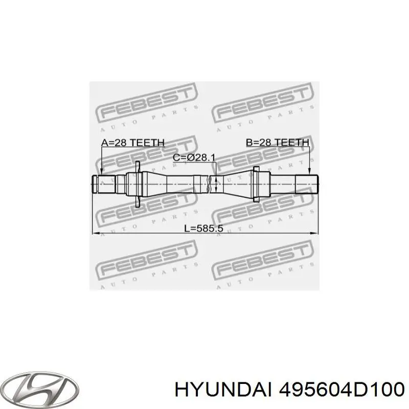 495604D100 Hyundai/Kia árbol de transmisión delantero derecho