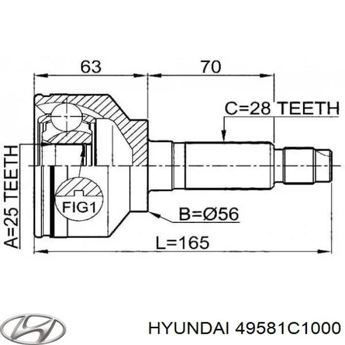 Comprar 49581C1000 Hyundai/Kia Fuelle exterior izquierdo de junta homocinética