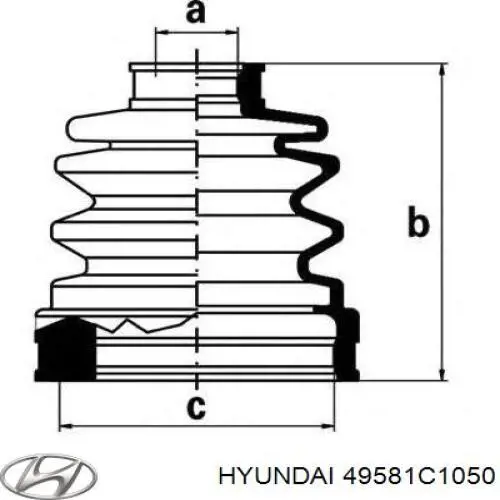 Fuelle exterior derecho de junta homocinética 49581C1050 Hyundai/Kia