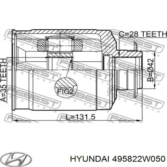 Comprar 495822W050 Hyundai/Kia Junta homocinética interna delantera derecha