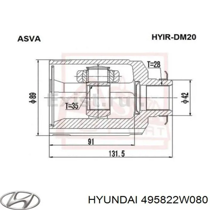Junta homocinética interna delantera derecha Hyundai/Kia 495822W080 precio, desde 61,89 EUR