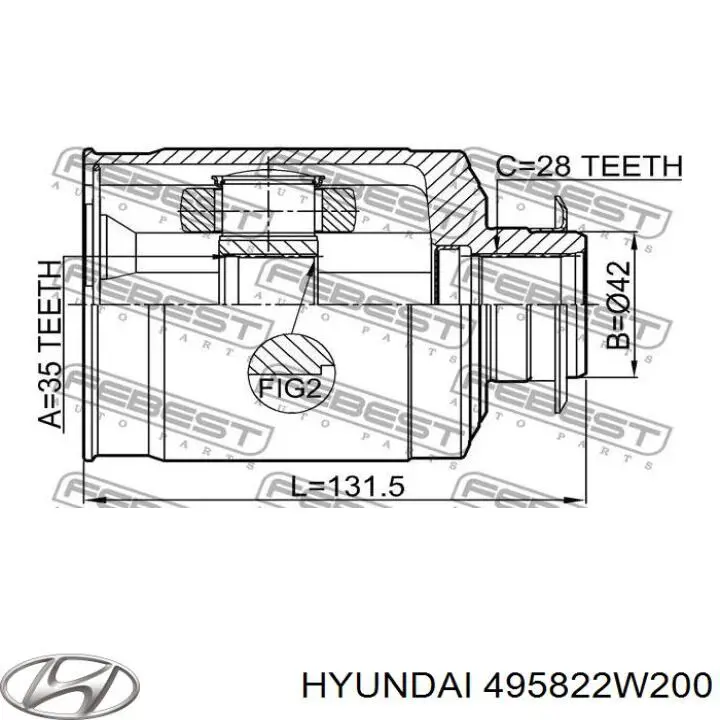 495822W200 Hyundai/Kia junta homocinética interior delantera izquierda