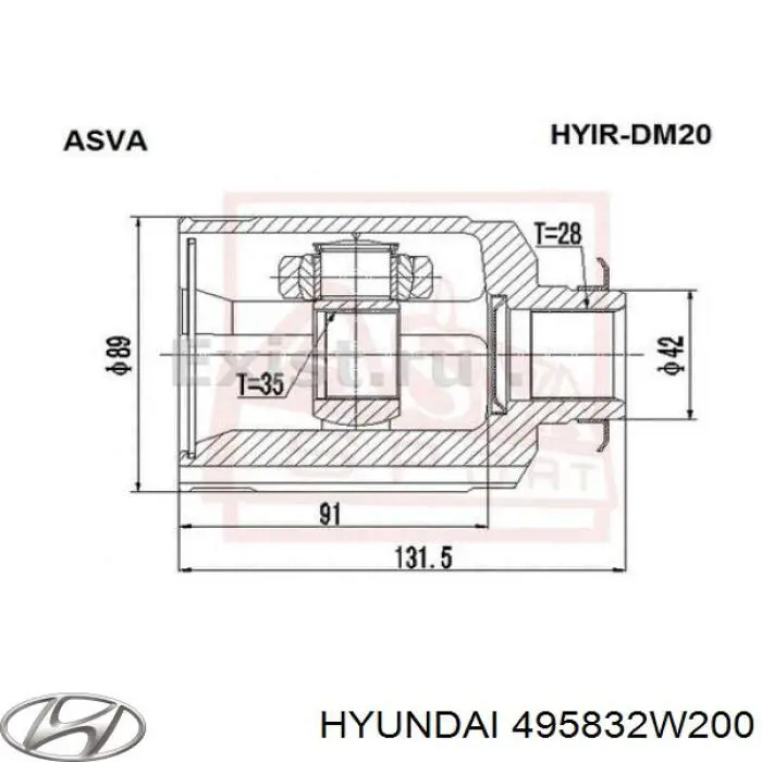 Fuelle, junta homocinética interior derecha delantera Hyundai/Kia 495832W200 precio, desde 27,09 EUR