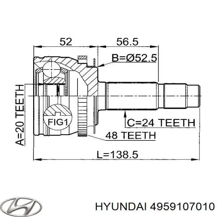 Junta homocinética exterior delantera derecha Hyundai/Kia 4959107010 precio, desde  