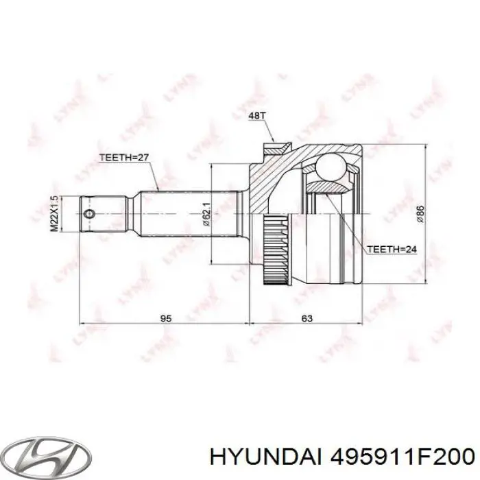 495911F200 Hyundai/Kia árbol de transmisión delantero derecho