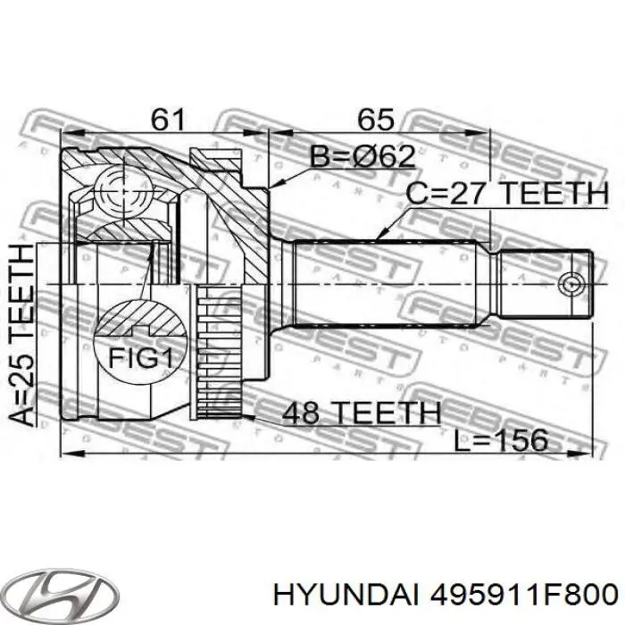 Semieje delantero derecho Hyundai/Kia 495911F800 precio, desde 119,06 EUR