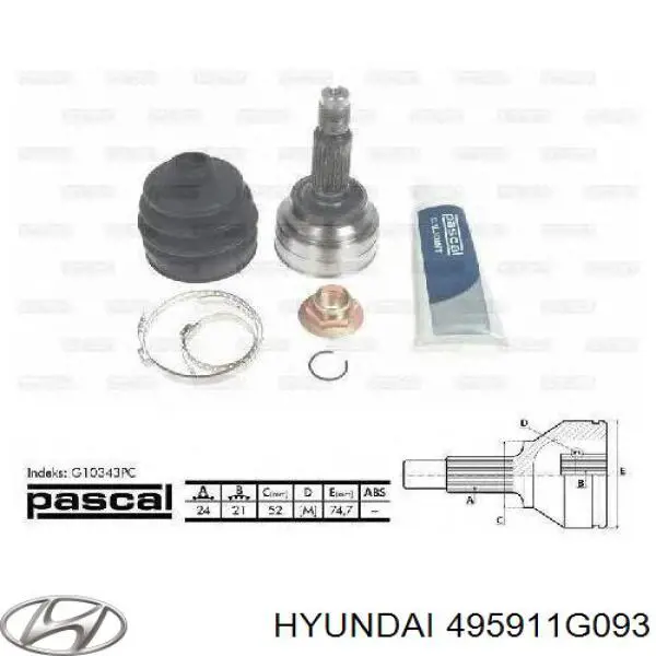 Junta homocinética exterior delantera Hyundai/Kia 495911G093 precio, desde 37,31 EUR