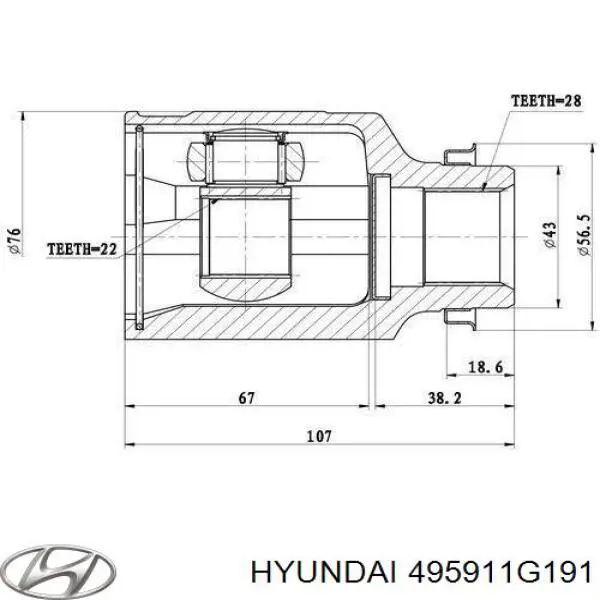 495911G191 Hyundai/Kia junta homocinética exterior delantera izquierda