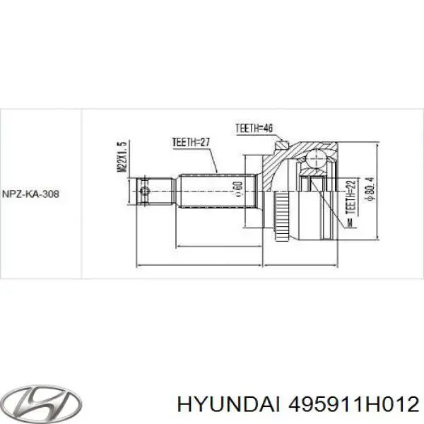 49591-1h012 Hyundai/Kia junta homocinética exterior delantera