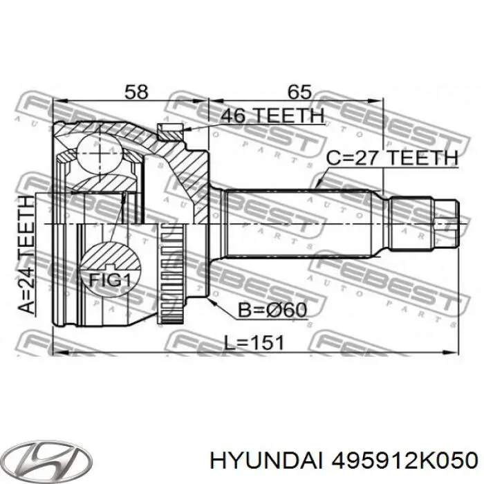 Junta homocinética exterior delantera izquierda Hyundai/Kia 495912K050 precio, desde 94,06 EUR