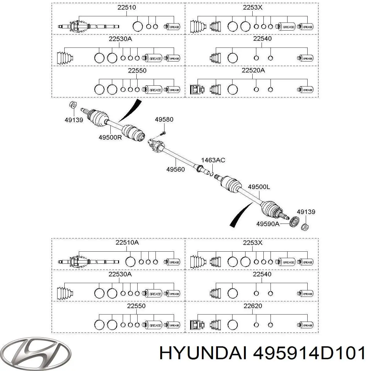 495914D101 Hyundai/Kia árbol de transmisión delantero derecho