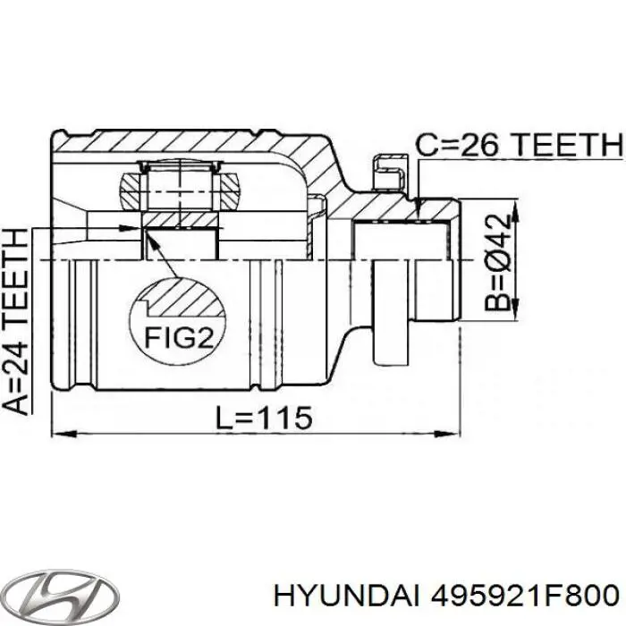 495921F800 Hyundai/Kia árbol de transmisión delantero derecho