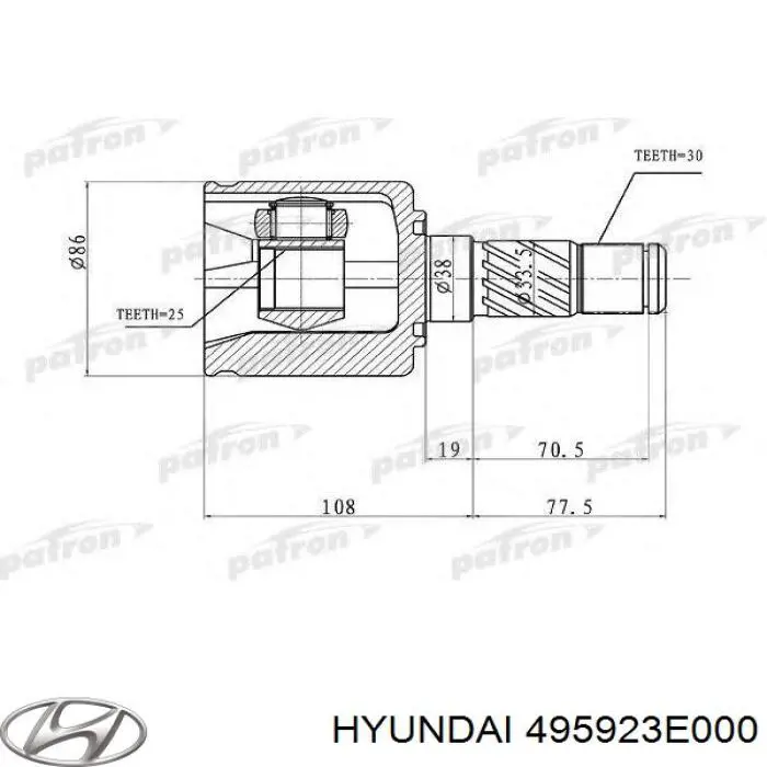 495923E000 Hyundai/Kia junta homocinética interior delantera izquierda