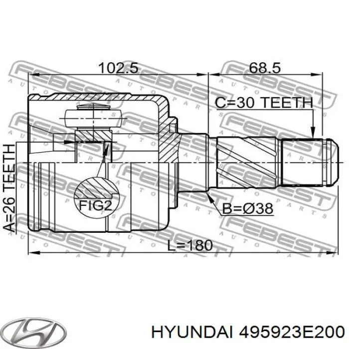 495923E200 Hyundai/Kia junta homocinética interior delantera