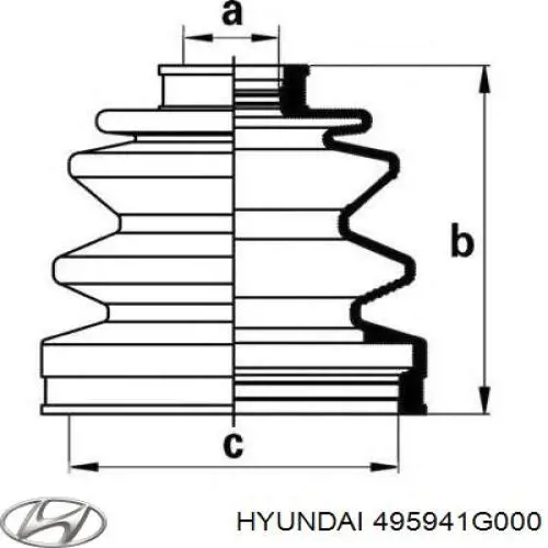 495941G000 Hyundai/Kia fuelle, árbol de transmisión exterior derecho