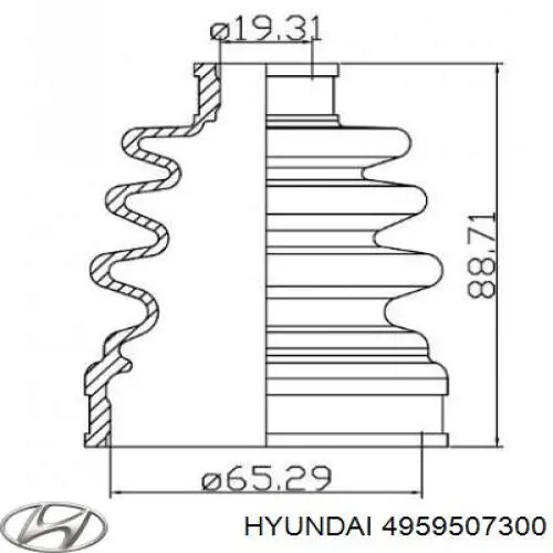 4959507300 Hyundai/Kia fuelle, árbol de transmisión delantero interior derecho