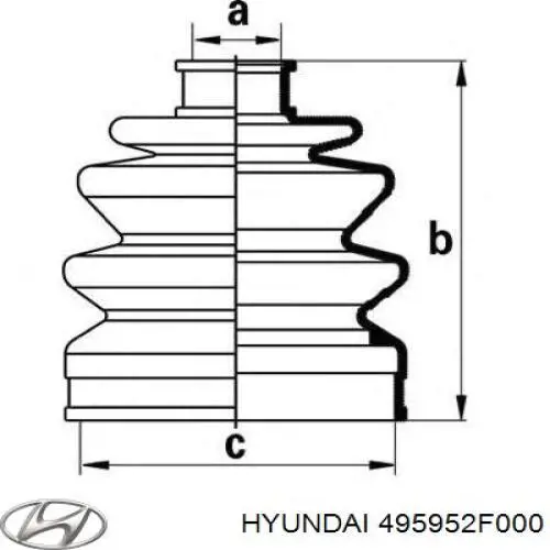 Fuelle de semieje delantero interior 495952F000 Hyundai/Kia