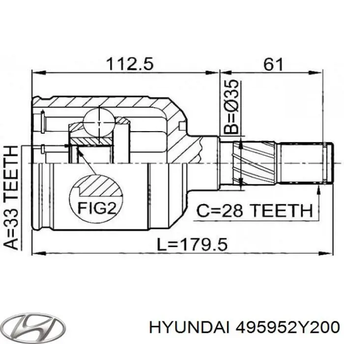 495952Y200 Hyundai/Kia Fuelle, junta homocinética interna izquierda del semieje delantero