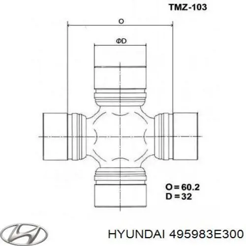 495983E300 Hyundai/Kia cruceta de árbol de cardán trasero