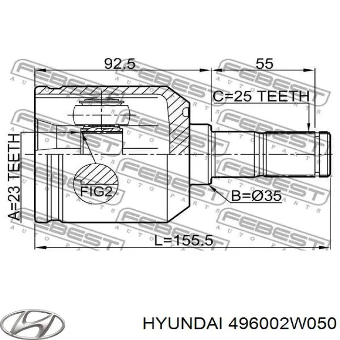 Comprar 496002W050 Hyundai/Kia Semieje trasero izquierdo