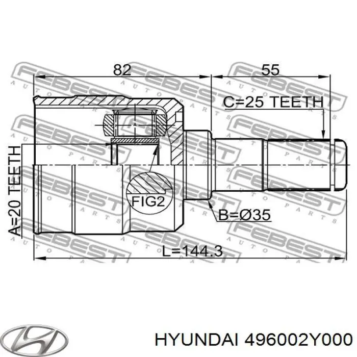 496002Y000 Hyundai/Kia árbol de transmisión trasero izquierdo