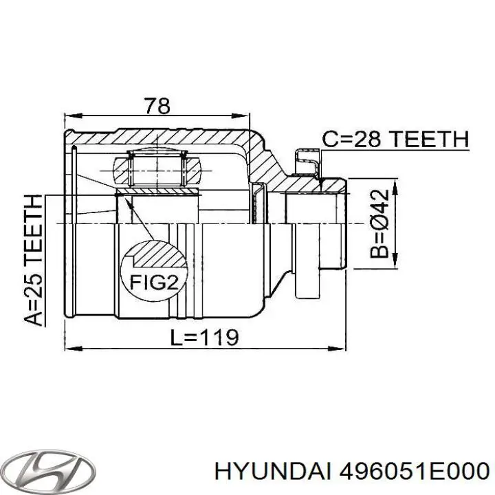 496051E000 Hyundai/Kia junta homocinética interior delantera derecha