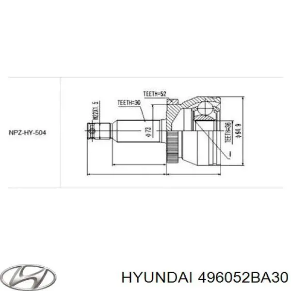 496052BA30 Hyundai/Kia junta homocinética interior delantera derecha