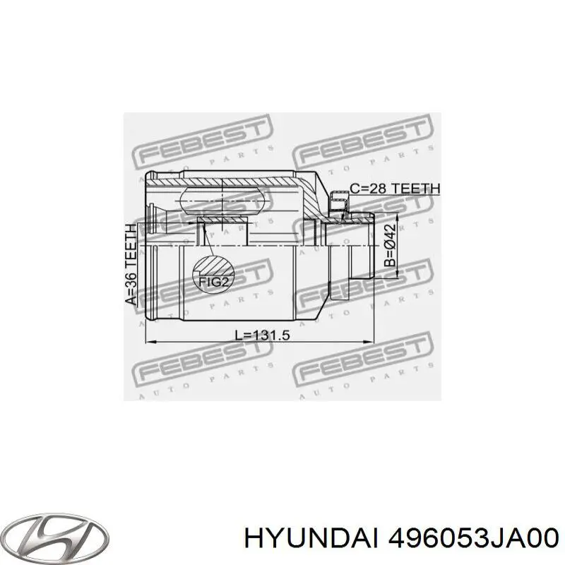 496053JA00 Hyundai/Kia Junta homocinética interna delantera derecha