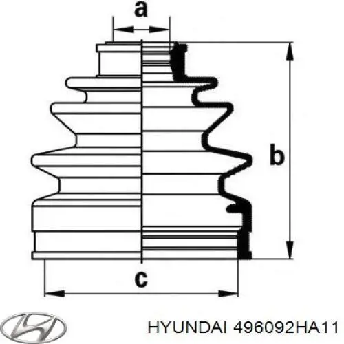 496092HA11 Hyundai/Kia fuelle, árbol de transmisión exterior derecho