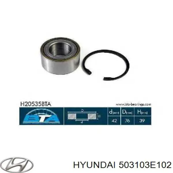 Rodamiento de rueda delantero Hyundai/Kia 503103E102