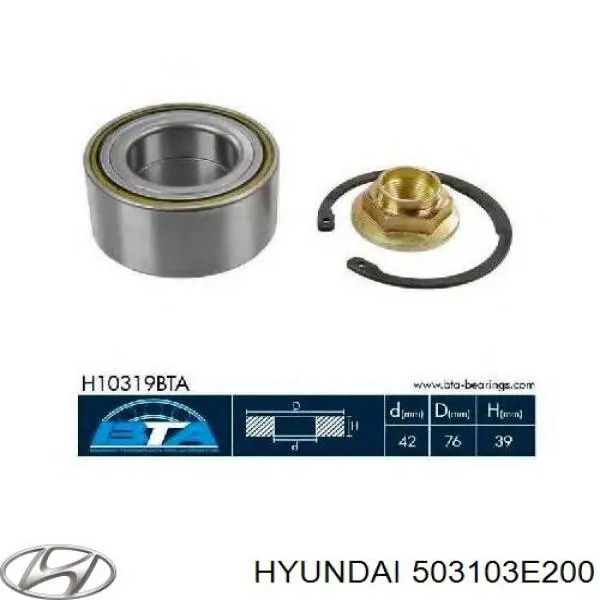 Comprar 503103E200 Hyundai/Kia Cojinete de rueda delantero